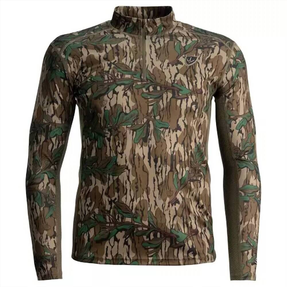 NEW MOSSY OAK men's sheild finisher turkey 1/4 zip tee in greenleaf camo